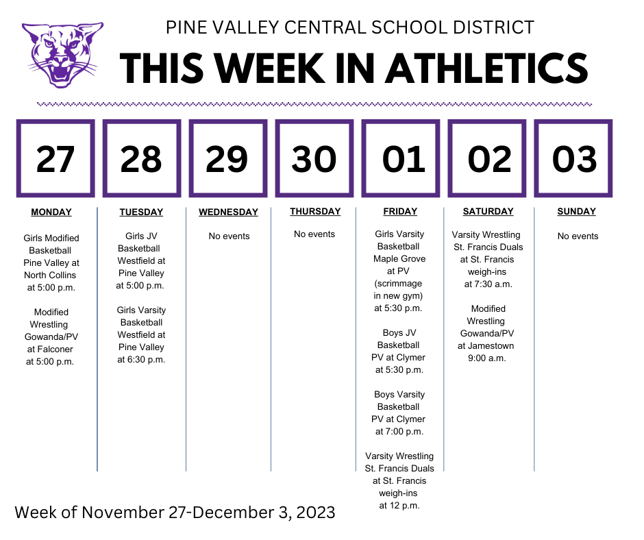  Week of Nov. 27 to Dec. 1 2023 